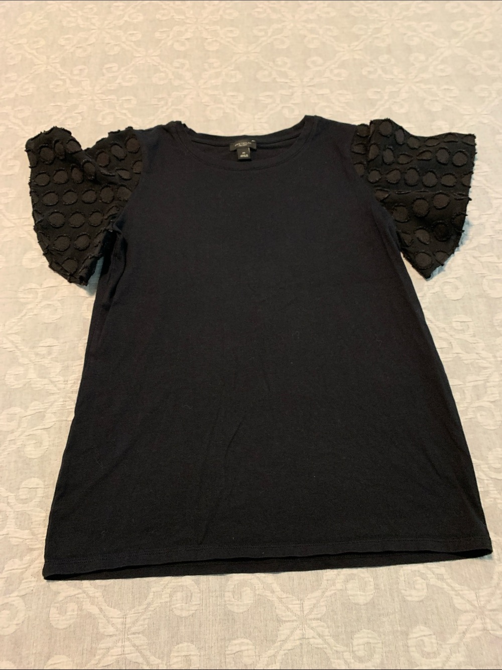 Ann Taylor Factory Black Puff Sleeve Top (Size XS)